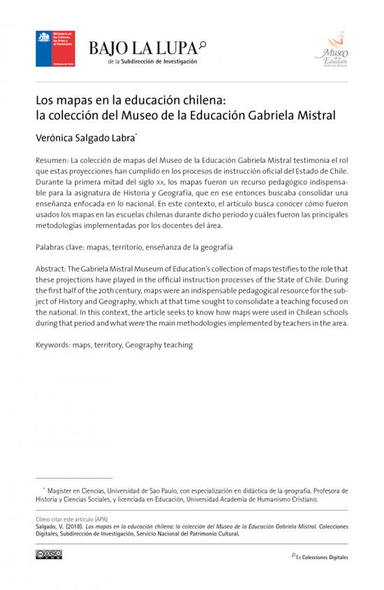 Los mapas en la educación chilena: la colección del Museo de la Educación Gabriela Mistral