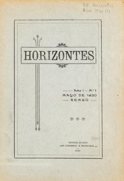 Portada Horizontes, año I, n° 1 (1930)